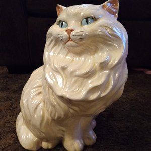 Vintage white ceramic persian cat